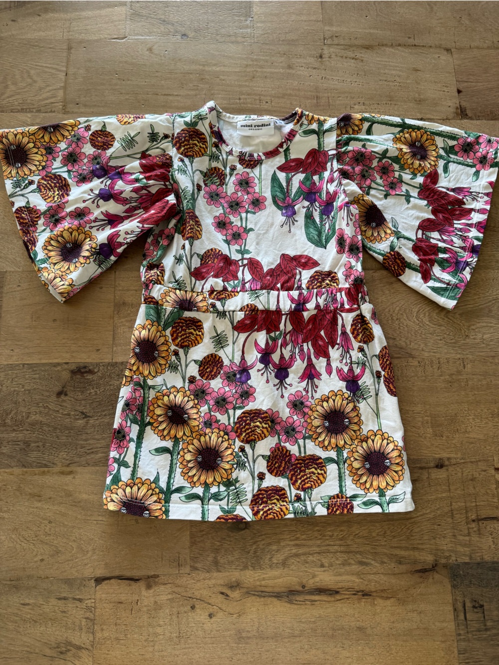 Mini Rodini Floral Tunic dress colourful size 92/98 2-3 years organic cotton
